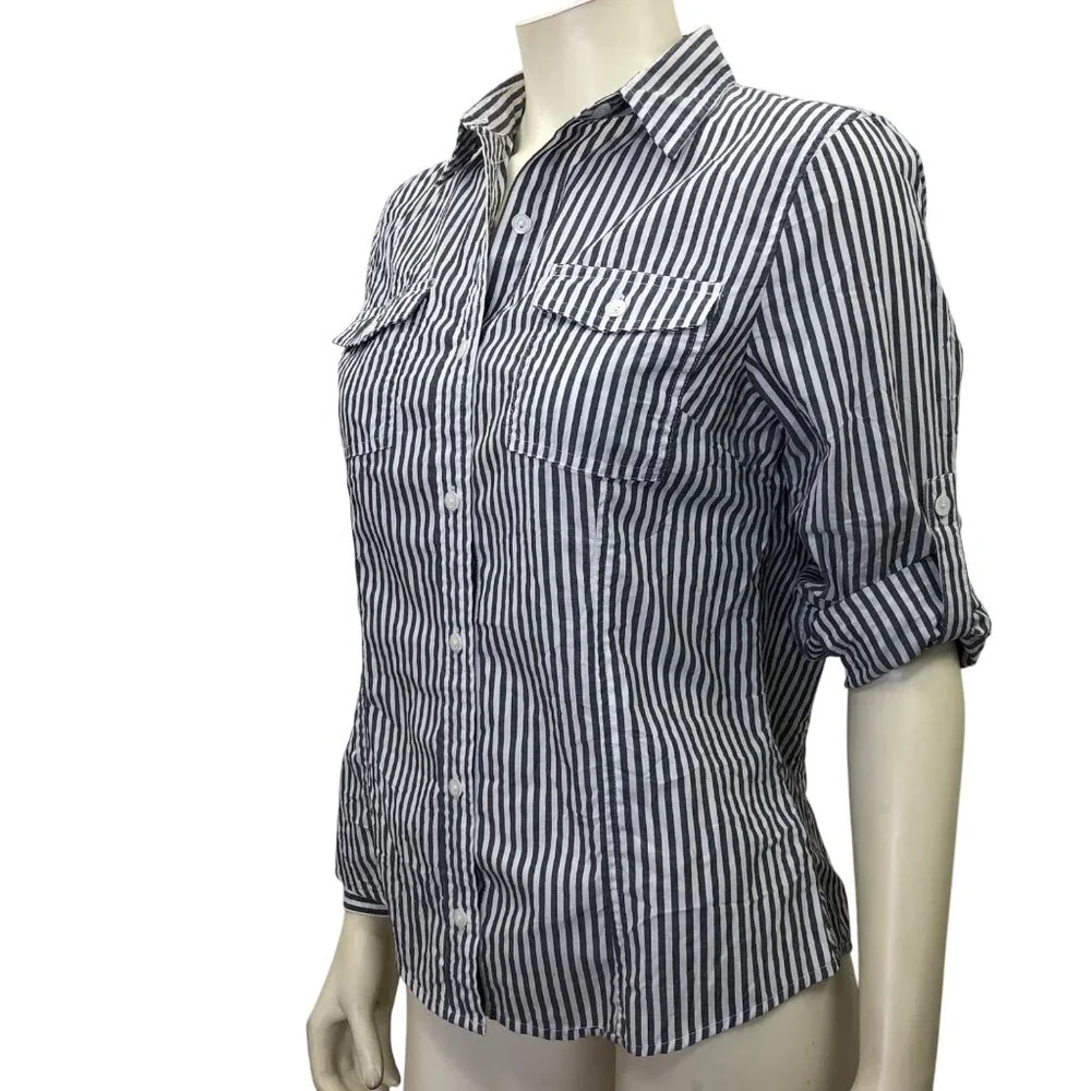 Michael‎ Kors Womens Striped Button-Down Shirt With Pockets Size P/M